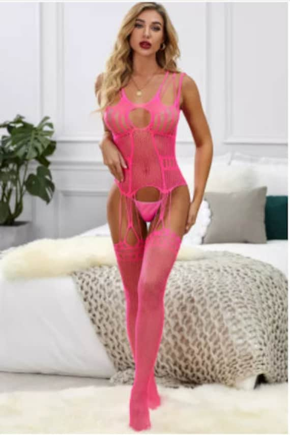 Pink One-piece Body Tight Stockings Bodystocking. Woman Lingerie, Sexy  Lingerie, Lingerie for Women, Women Sexy Bodysuit, Sexy Cosplay -   Denmark