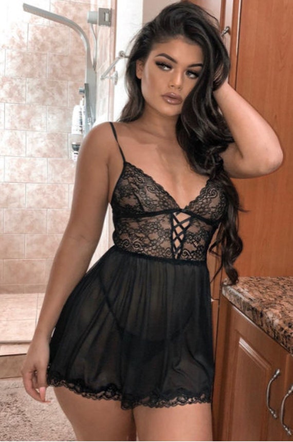 Sexy See Through Babydoll Lingerie Set. Woman Lingerie Sexy