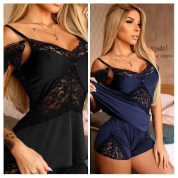 Sexy black pyjamas sales