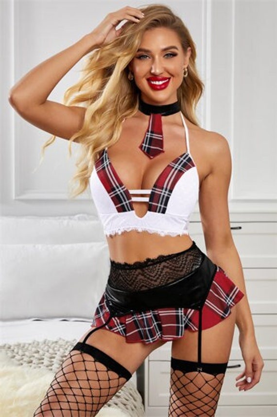 4pcs Sexy School Girl Tartan Costume. Roleplay Costume - Etsy Norway