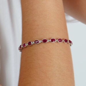 Silver Ruby Tennis Bracelet for Her, Mothers day gift, Unique Birthday Gift for Her, Women silver Bracelet women Silver Jewelry image 2