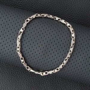 Sterling 925 Silver Bracelet, Unique Handmade Bracelet Gift for Men and Women, Fancy Design Oxidized Bracelet image 4