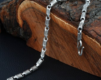 Silver Mens Bracelet | Byzantine Chain | Engraved Bracelet | Viking Bracelet | Mens Chain Bracelets | Gift for him, 925 Silver men's Jewelry