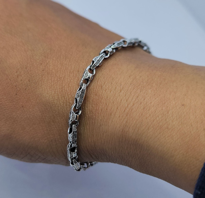 Sterling 925 Silver Bracelet, Unique Handmade Bracelet Gift for Men and Women, Fancy Design Oxidized Bracelet imagem 7