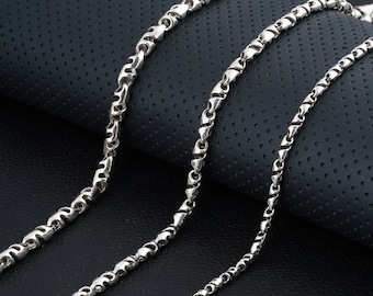Chunky 925 Sterling Silver Fancy Link Chain, Unique Polished Interlocking Necklace, Women's Statement Silver Jewelry, Gift for Her