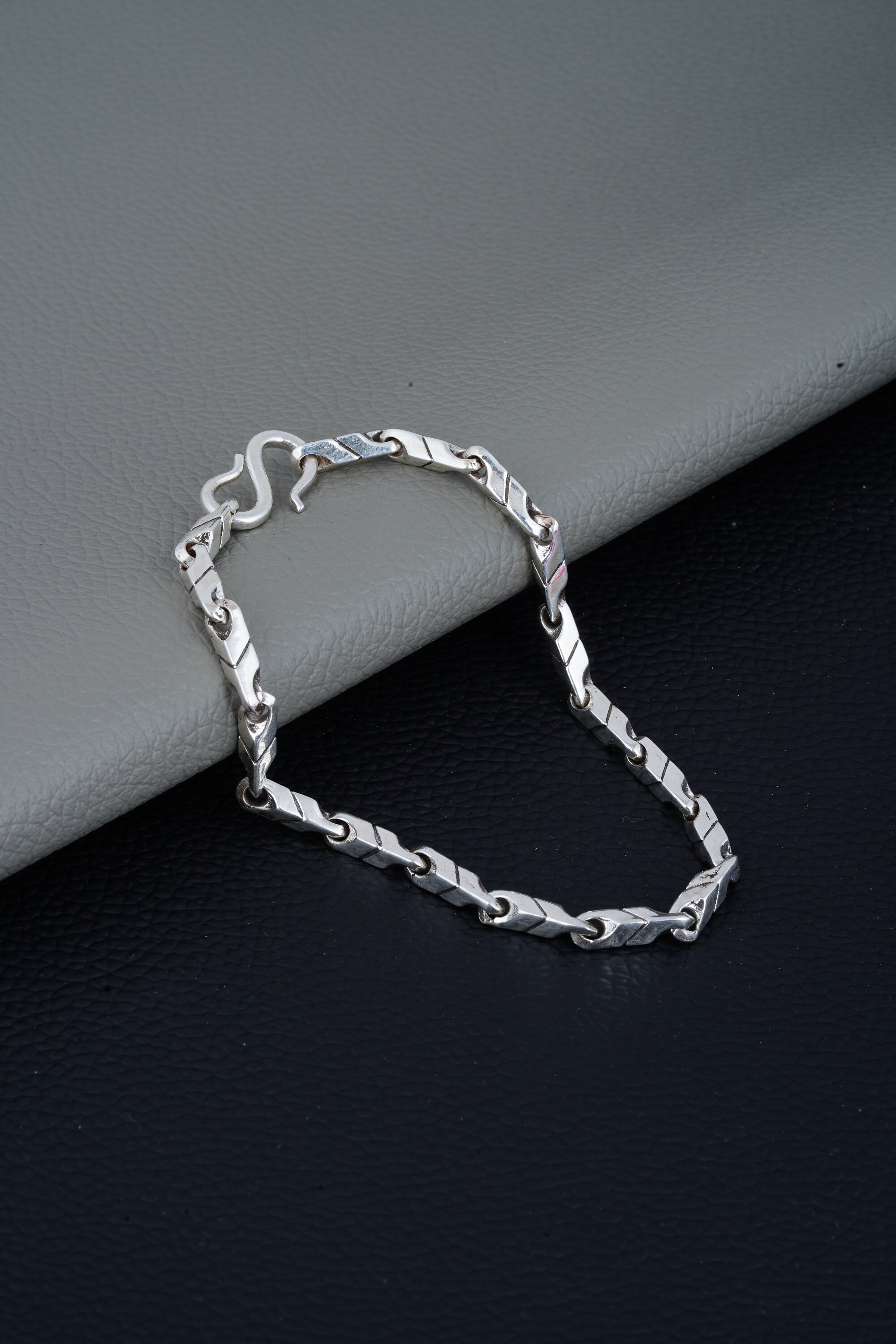 Silver Chain Bracelet Men, Handmade Silver Heavy Bold Chain