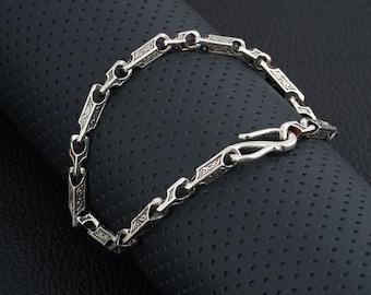 Silver Mens Bracelet | engraved Silver bracelets | man bracelets | mens bracelet | Link Bracelet Mens Jewellery | Gift for him