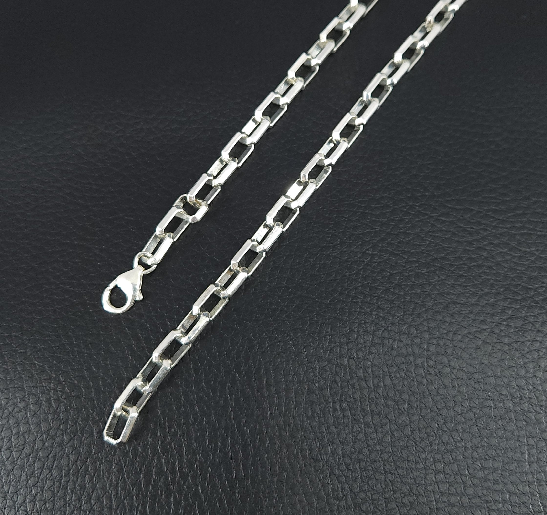 Handmade Heavy Sterling Silver Chain Necklace, Bold Octagon Link