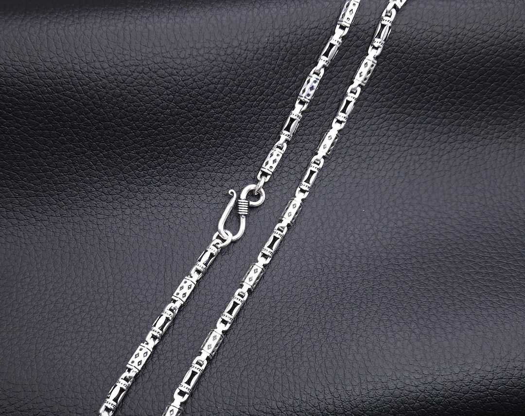 925 Sterling Silver Cylinder Link Chain, Heavy Oxidized Men's 925 Sterling Silver Cylinder Link Chain, Heavy Oxidized Men's