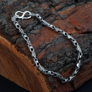 Sterling 925 Silver Bracelet, Unique Handmade Bracelet Gift for Men and Women, Fancy Design Oxidized Bracelet image 6