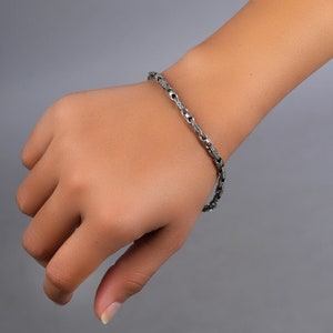 Sterling 925 Silver Bracelet, Unique Handmade Bracelet Gift for Men and Women, Fancy Design Oxidized Bracelet image 8