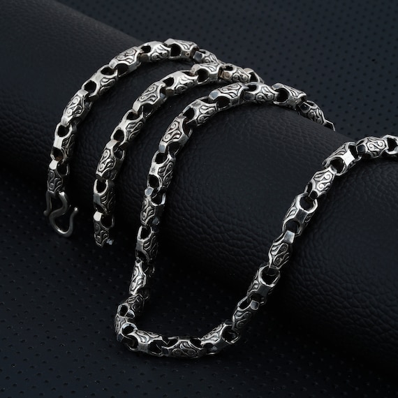 Buy Mens Engraved Silver Chain Necklace Fathers Day Gift Unique