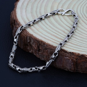 Sterling 925 Silver Bracelet, Unique Handmade Bracelet Gift for Men and Women, Fancy Design Oxidized Bracelet imagem 2