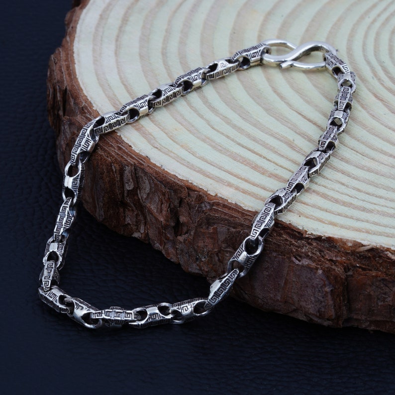 Sterling 925 Silver Bracelet, Unique Handmade Bracelet Gift for Men and Women, Fancy Design Oxidized Bracelet imagem 2