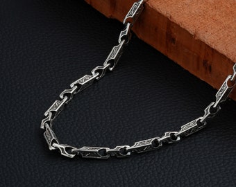 Sterling Silver 925 Chains, Handmade Necklace, Link chain, Designer Necklace, gift for him and her, High Quality Necklace, engraved necklace