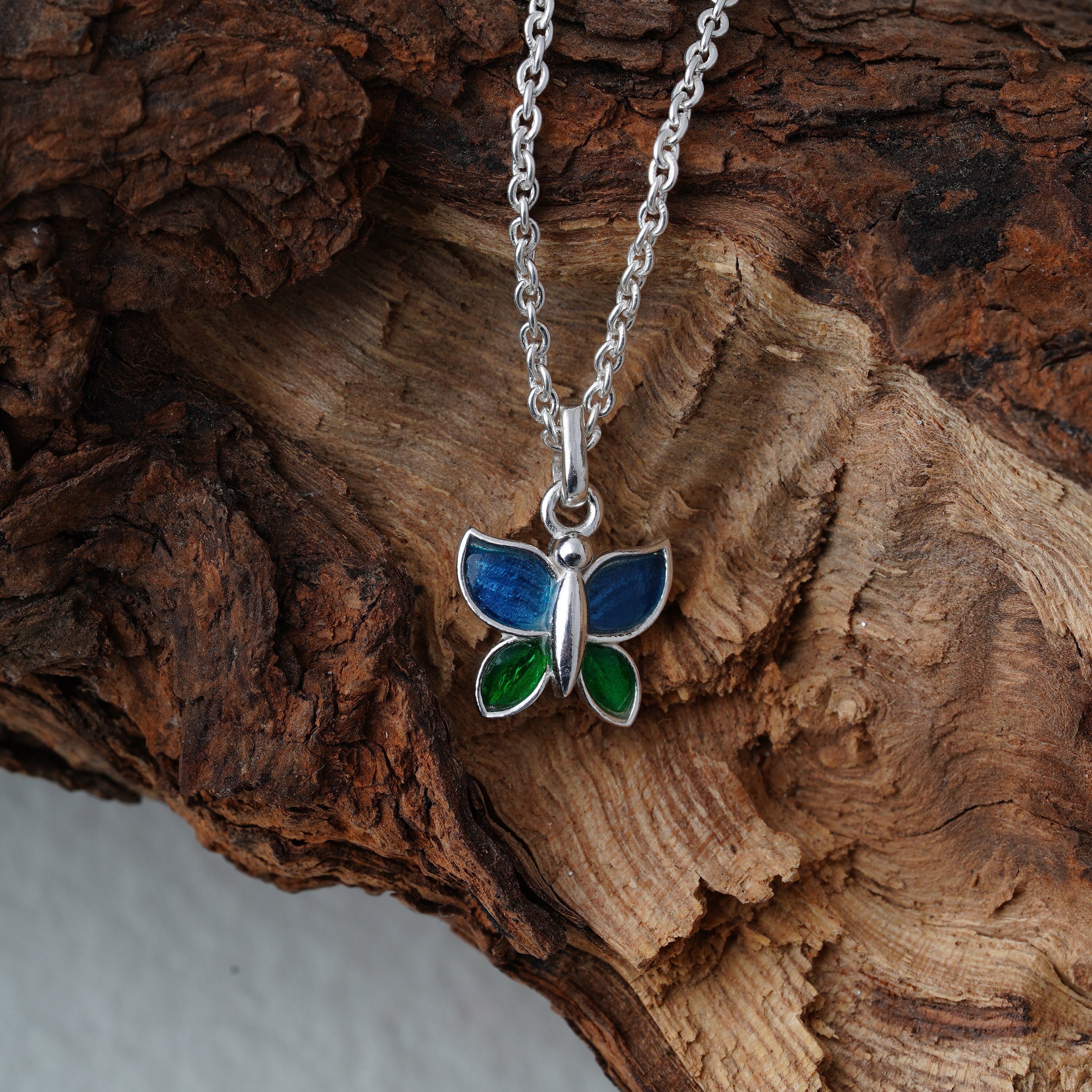 Minimalist Butterfly Necklace Dual Stone Beautiful Small Etsy