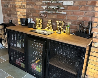Industrial sideboard - Industrial sideboard with fridge - Bar - Home bar with fridge  - Home bar - Man cave bar - Bar Fridge -Drinks Cabinet