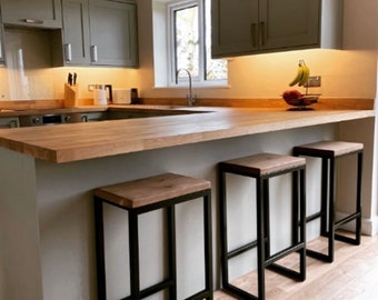 Bar Stools - Metal stools - Wood Stools - Kitchen Stools - Breakfast Bar Stools - Industrial Style Kitchen/Dining Bar Stool