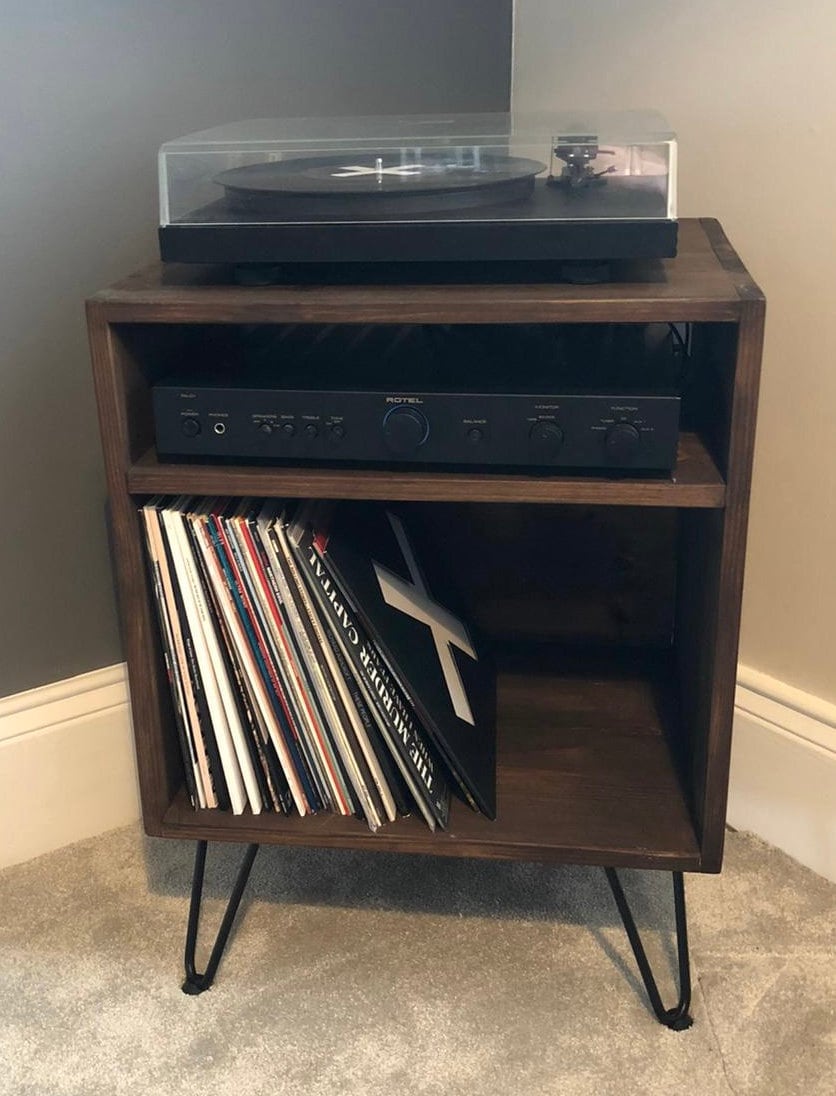 Vinyl Record Player Stand Rustic Record Player Stand Etsy UK