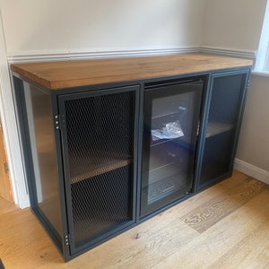 Industrial sideboard - Industrial sideboard with fridge - Bar - Home bar with fridge  - Home bar - Man cave bar - Bar Fridge -Drinks Caninet