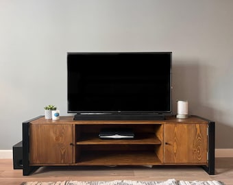 Tv stand - tv unit - reclaimed wood tv stand - industrial tv stand - multimedia stand