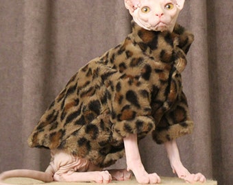 Cozy Cat Sweater Hairless Cat Clothes Sweater for Cat Sphynx Cat Clothes Leopard Clothing for Cat Cat Costume Devon Rex Clothes