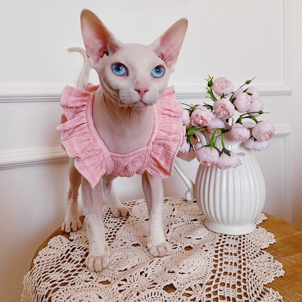 Cat Clothes Cat Dress Hairless Cat Clothes Sphynx Cat Dress Cute Pink Dress for Cats