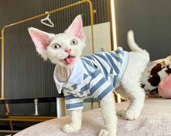 Pure Cotton Cat Clothes Hairless Cat Clothes Sphynx Cat T-shirt Devon Cat Costume Cozy Cat Clothing