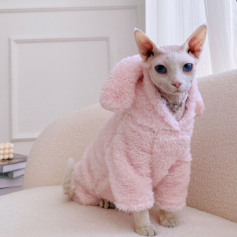 Furry Cat Hoodie Sphynx Cat Sweater Hairless Cat Coat Devon Etsy