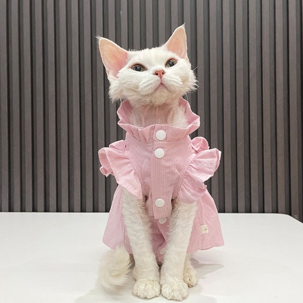 Ultrathin, Breathable Summer Dress for Sphynx Cat, Pink Dress, Summer Dress, Dress for Cats