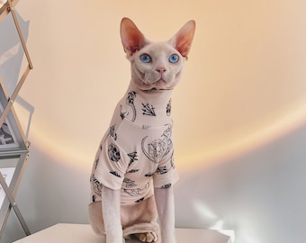 Sun Protection T-shirt for Cat Hairless Cat Clothes Devon Cat Undershirt Sphynx Cat Clothes Devon Rex Cat Top