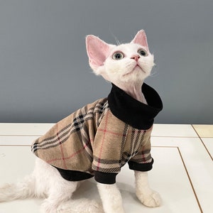 Warm Cotton Cat Sweatshirt, Sphynx Cat Outfit, Chihuahua Striped Shirt, Hairless Cat Clothes, Gift for Cat lover