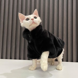 Thick Cat Sweater Cozy Cat Clothes Sphynx Cat Coat Hairless Cat Sweater Devon Cat Clothing Zipper Jacket for Cats