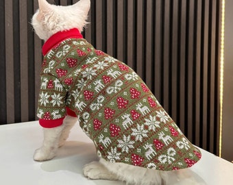 Christmas Tree Cat Sweater for Hairless Cat, Sphynx Cat Clothing, Cat Winter Clothes, Christmas Gift