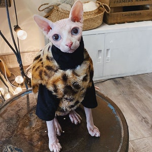 Hairless Cat Clothes Sweater for Cat Sphynx Cat Clothes Leopard Print ...