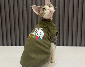 Cooling Pure Cotton Sleeveless Cat Clothes, Sphynx Cat Hairless Cat Vest, Printed on the Back