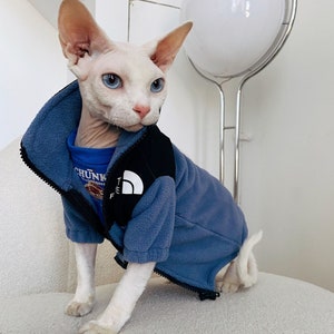 Three Colors of Cat Coat, Color Blocking Coat for Hairless Cat, Winter Cat Clothing