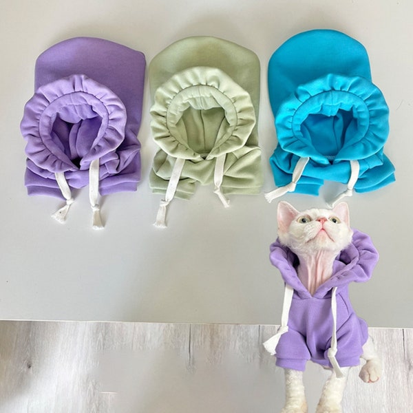 Cozy Cat Sweater Sphynx Cat Clothes Devon Cat Hoodie Cotton Clothes for Hairless Cat Winter Wear for Cats