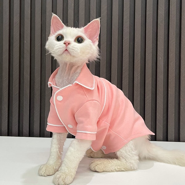 Pyjama rose doux et respirant pour chat Sphynx, vêtements de chat sans poils, pyjama mignon confortable