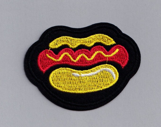 Embroidered Hot Dog Patch Applique Iron-on Fast Food Hot Dog Patches
