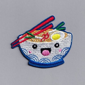 Leuke Ramen-patch appliqué opstrijkbare geborduurde ramen noodles-patches Japans Koreaans