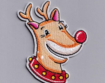 Rudolph the Reindeer Patch Applique Iron-on Embroidered Rudolph Christmas Xmas Patches