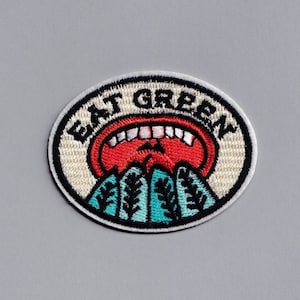 Parche termoadhesivo bordado Eat Green, parche vegetariano vegano