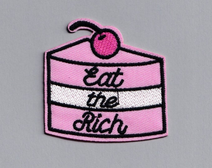 Embroidered Iron-On 'Eat The Rich' Patch Socialist Anarchist Let Them Eat Cake Applique Patch