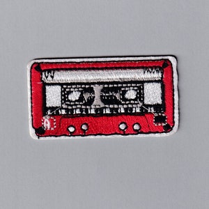 Geborduurde cassette-tappatch opstrijkbare appliqué retromuziek