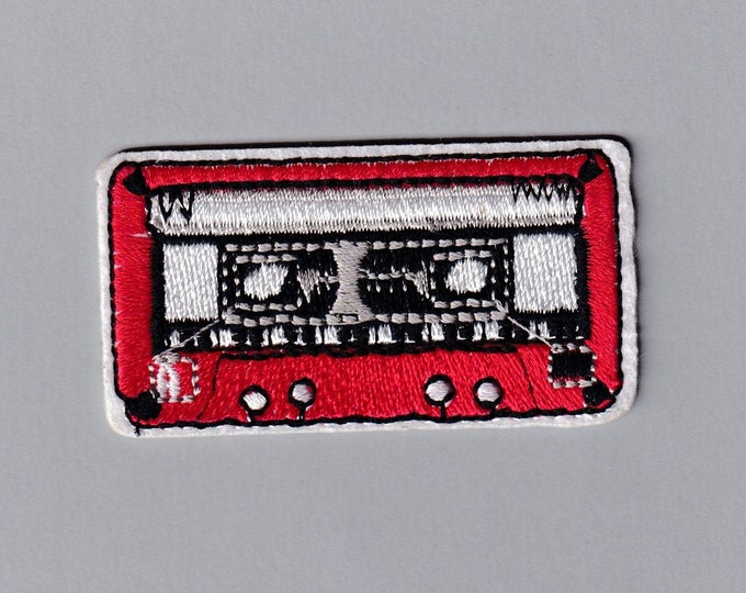 Embroidered Cassette Tap Patch Iron On Applique Patch Retro Music