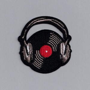 刺繍アイロン接着DJヘッドフォンビニールレコードパッチ音楽アップリケパッチギフト