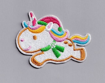 Xmas Unicorn Patch Iron-on Embroidered Santa Unicorn Christmas Patches