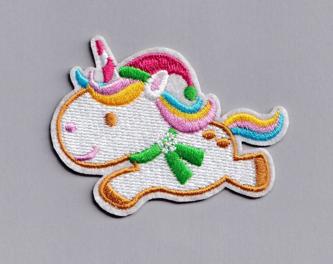 Xmas Unicorn Patch Iron-on Embroidered Santa Unicorn Christmas Patches