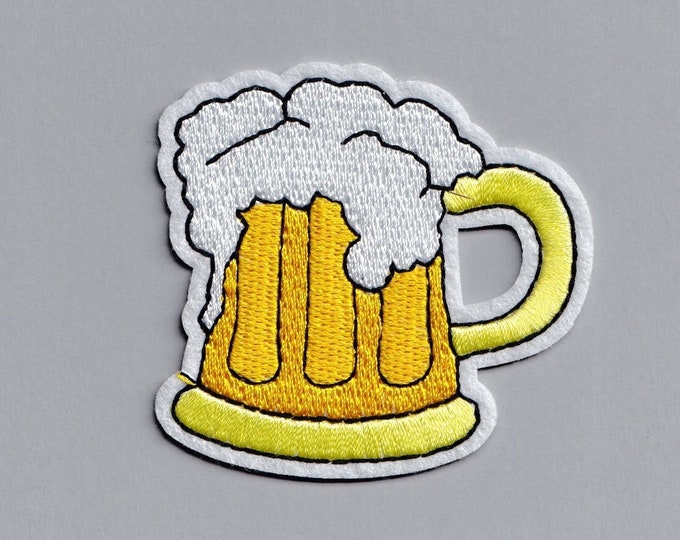 Iron-on Embroidered Tankard Beer Patch Applique Alcohol